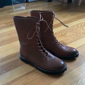 Jcrew Gwen tan leather lace up boots